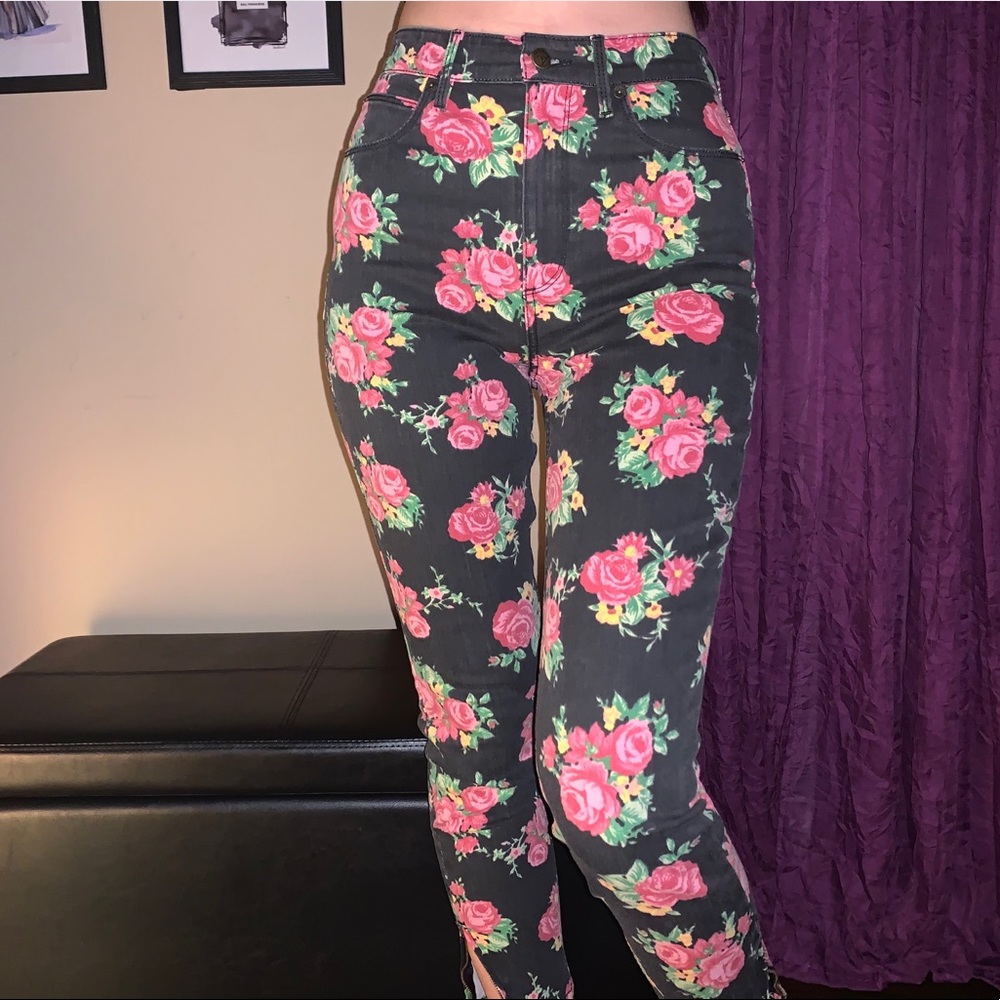 Guess Black Jeans with Flowers